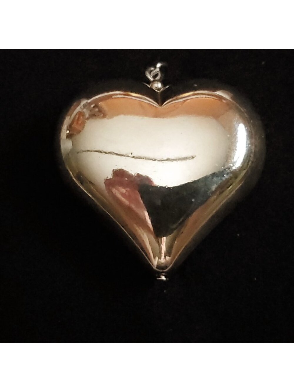 Puff Heart Pendant Gold Tone Large Statement 1.5"